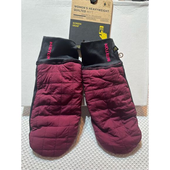 Burton NWT heavyweight quilted screen grab mittens size L in mulled berry